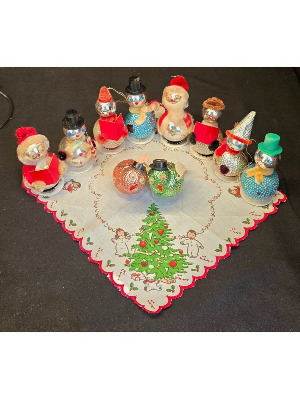 Vintage MCM Collection Bumpy Bird & Snowman Kitschy Christmas Ornament Japan